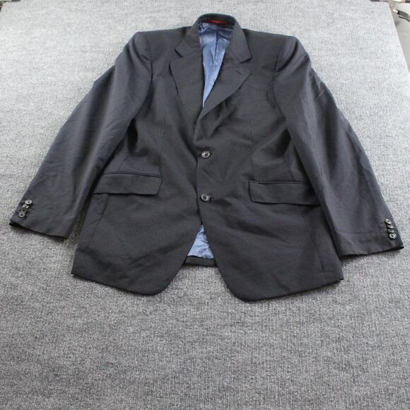 Carolina Herrera Suit Mens 41 Blue Pinstripe Wool Mohair 2 Piece Blazer Pants - Picture 2 of 16